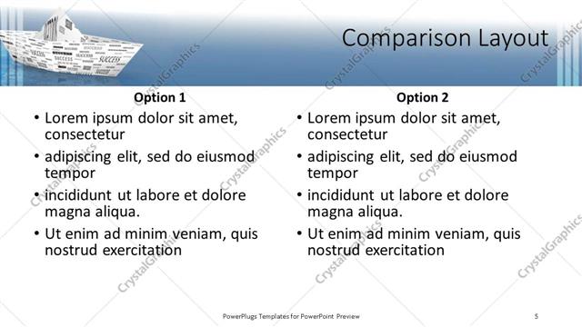 Comparison presentation slide layout