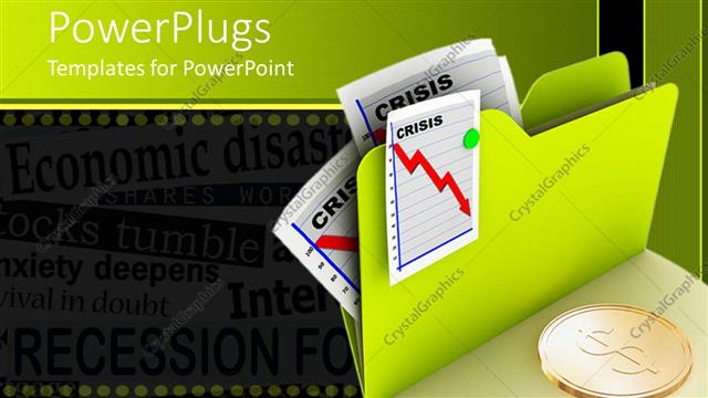  Presentation with arrows - A folder with graphs and arrows with a gold coin