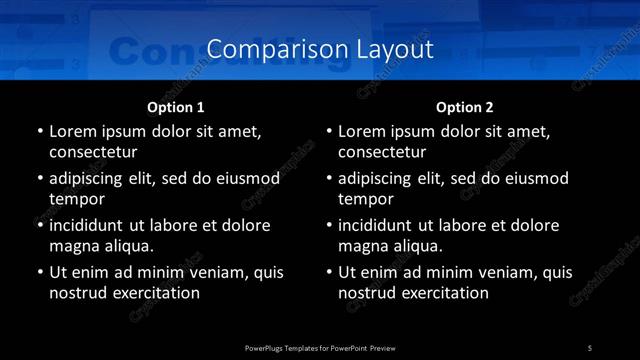 Comparison presentation slide layout