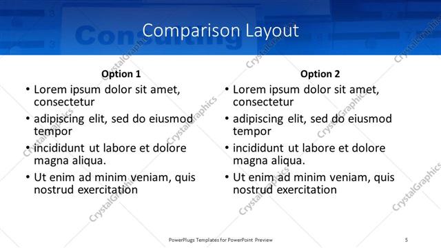 Comparison presentation slide layout