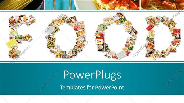  Presentation with alphabet - Food Menu Collage in Letters of Alphabet with noodles