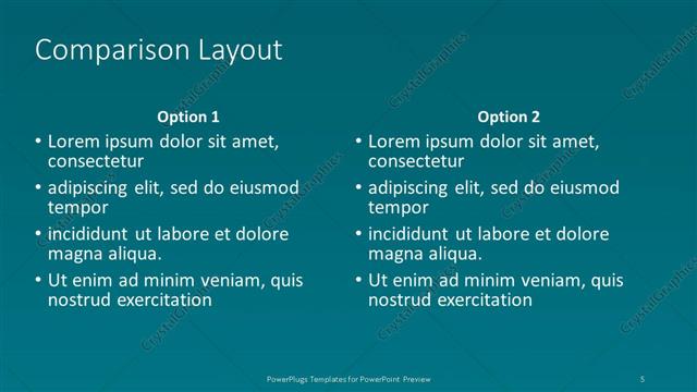 Comparison presentation slide layout