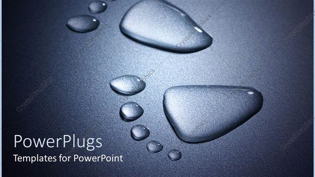  Presentation with footprints - Footprints made of water on black illuminated background