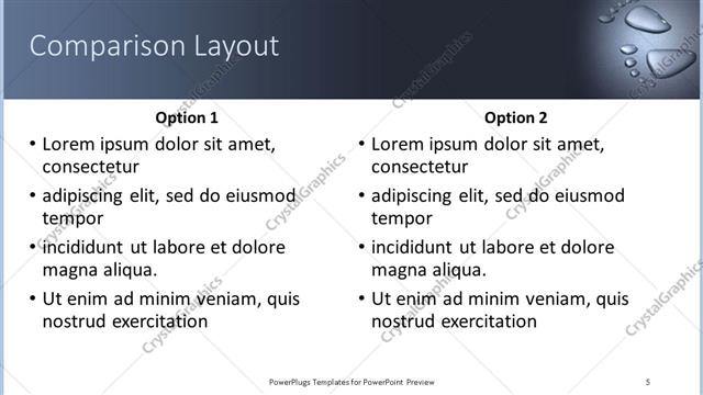 Comparison presentation slide layout