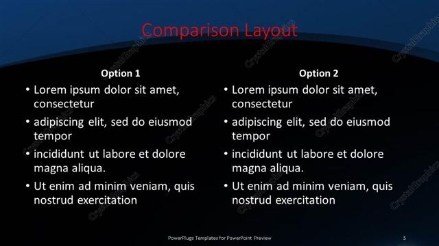 Comparison presentation slide layout