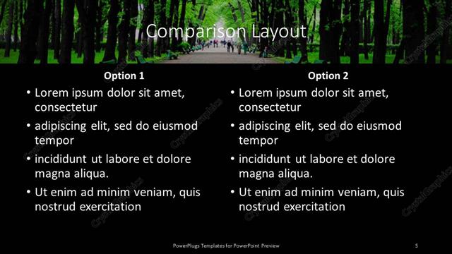 Comparison presentation slide layout