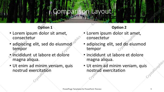 Comparison presentation slide layout
