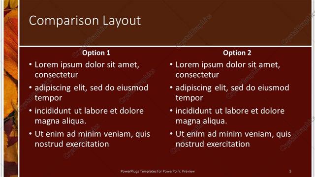 Comparison presentation slide layout