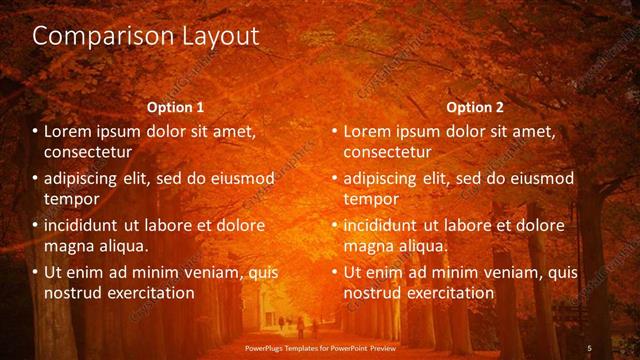 Comparison presentation slide layout