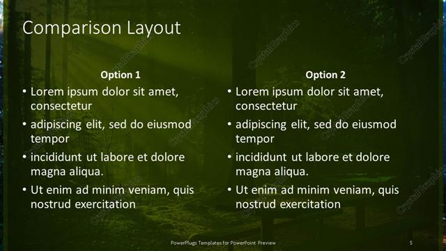 Comparison presentation slide layout