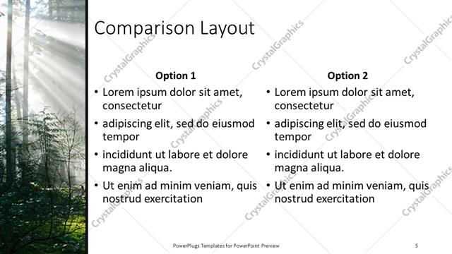 Comparison presentation slide layout