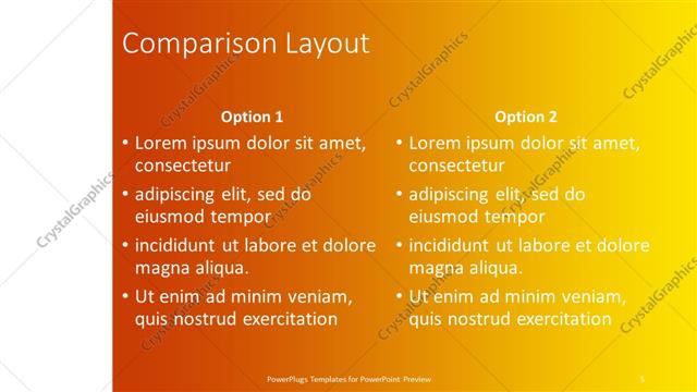 Comparison presentation slide layout