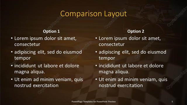 Comparison presentation slide layout