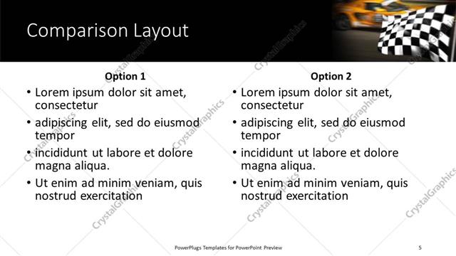 Comparison presentation slide layout