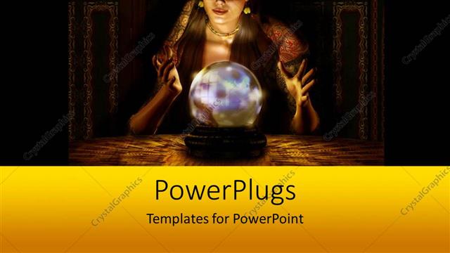  Presentation with fortune teller - Fortune teller performing magic with raised hands over round object