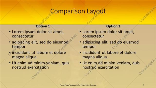 Comparison presentation slide layout