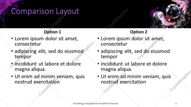 Comparison presentation slide layout