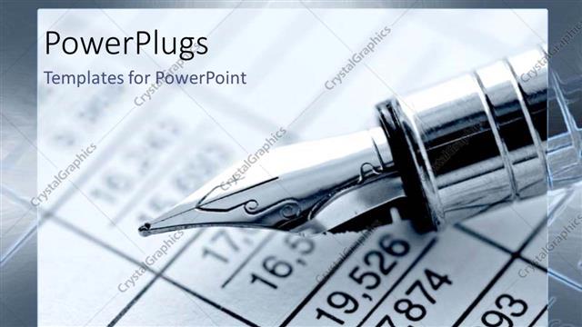  Presentation with finance - Fountain pen calculating finance reports business accounting black and white