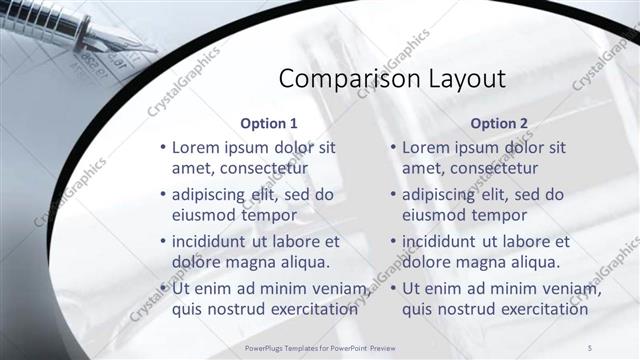 Comparison presentation slide layout