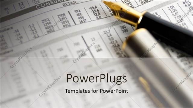  Presentation with retail - Fountain pen lying on a financial newspaper of retail share prices