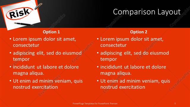 Comparison presentation slide layout