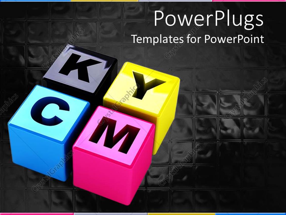 Powerpoint Template Four 3d Boxes With Various Alphabets 7474