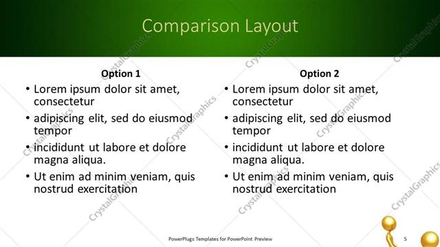 Comparison presentation slide layout