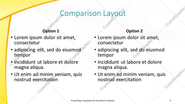 Comparison presentation slide layout
