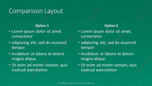 Comparison presentation slide layout