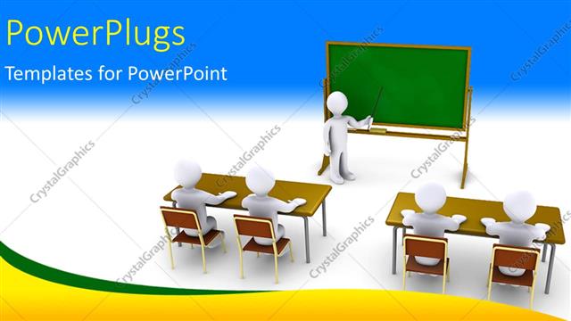  Presentation with training - 3D characters of a teacher teaching pupils in a class room