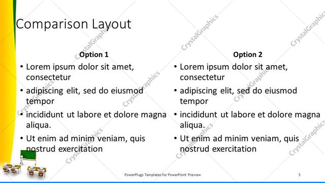 Comparison presentation slide layout