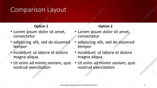 Comparison presentation slide layout