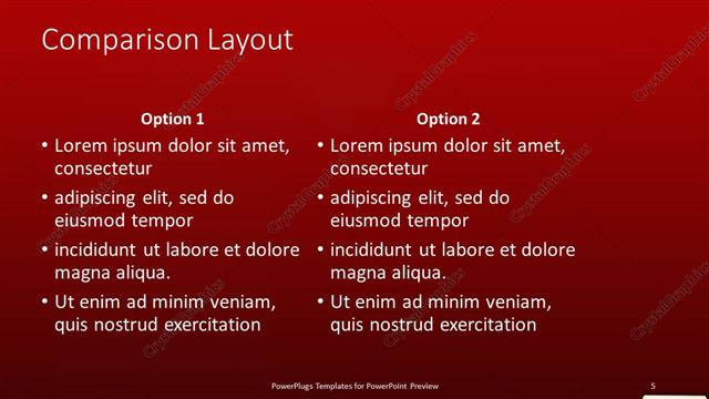 Comparison presentation slide layout