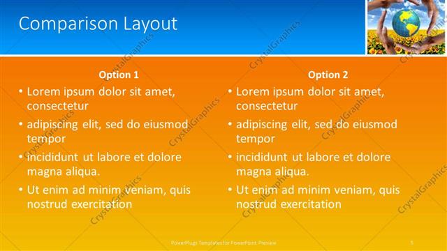 Comparison presentation slide layout