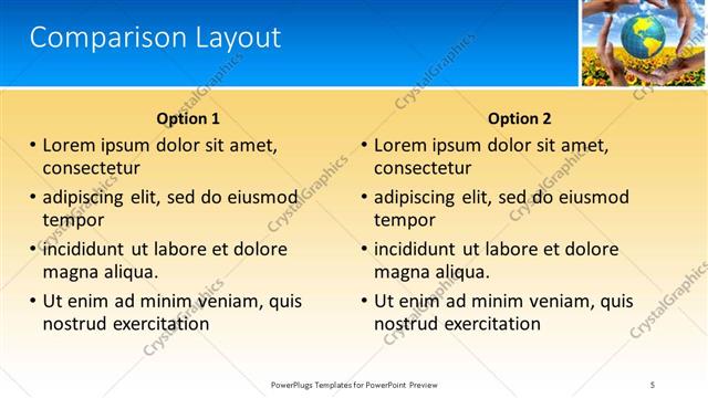 Comparison presentation slide layout