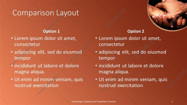 Comparison presentation slide layout