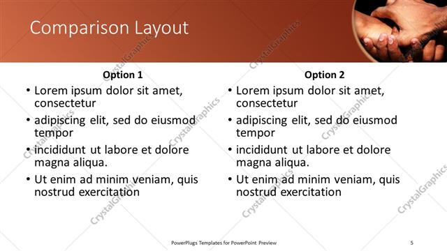 Comparison presentation slide layout