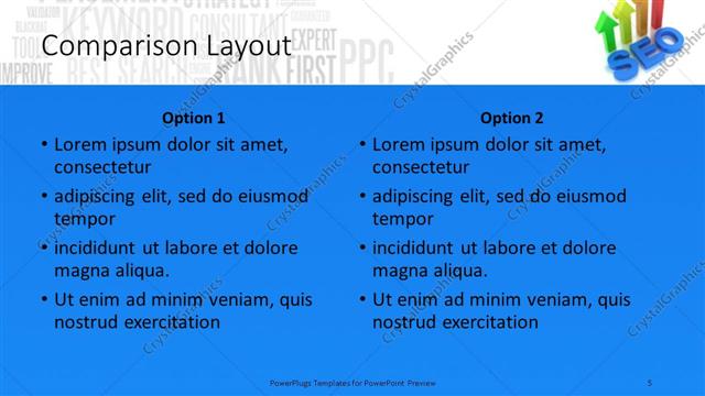 Comparison presentation slide layout