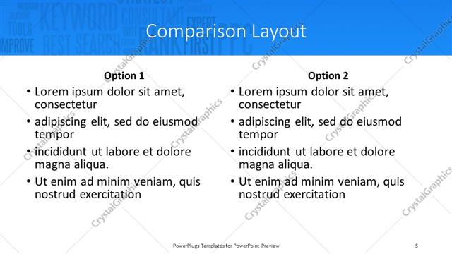 Comparison presentation slide layout