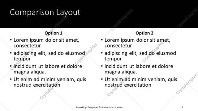 Comparison presentation slide layout
