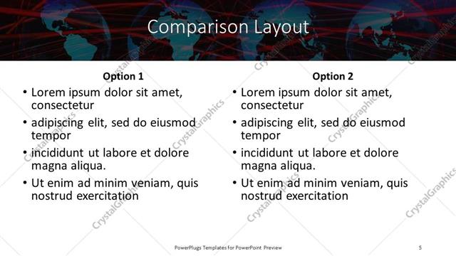 Comparison presentation slide layout