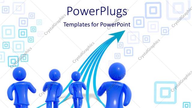  Presentation with competition - Four blue human figures walking on a white background