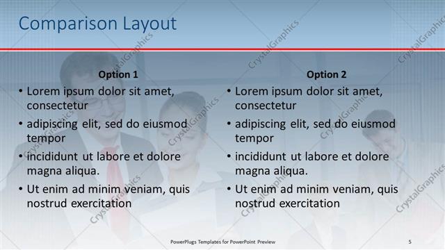 Comparison presentation slide layout