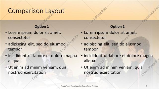 Comparison presentation slide layout