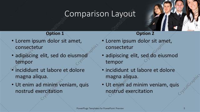 Comparison presentation slide layout