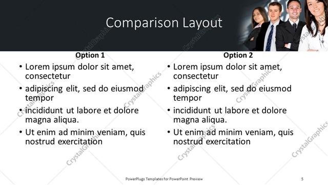 Comparison presentation slide layout