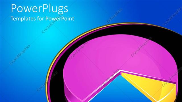  Presentation with pie chart - Four colored pie chart on a blue and black background