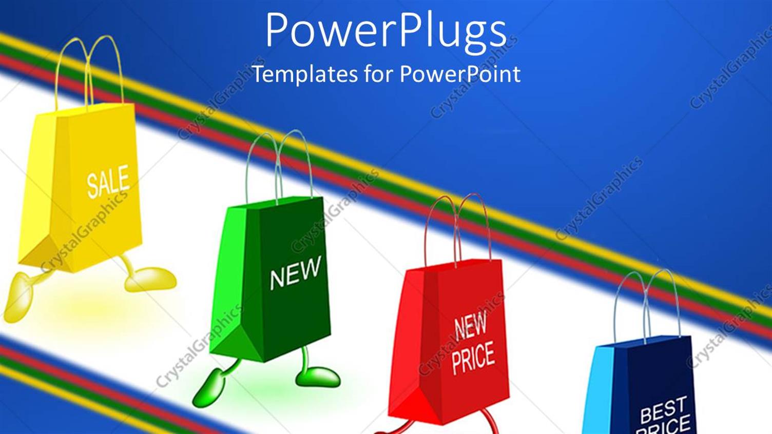 Featuring Four Colorful Shopping Bags in a Line