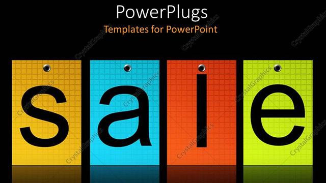  Presentation with tiles - Four colorful tiles with the test Sale on a black background