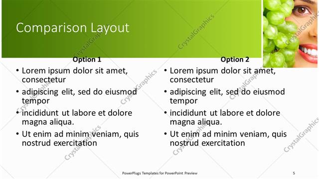 Comparison presentation slide layout